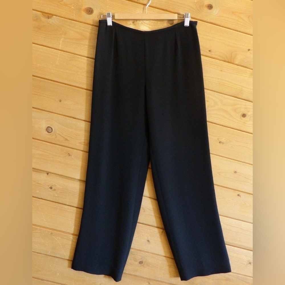 Armani Collezioni Black Acetate Slinky Wide Dress Formal Pants Trousers 4